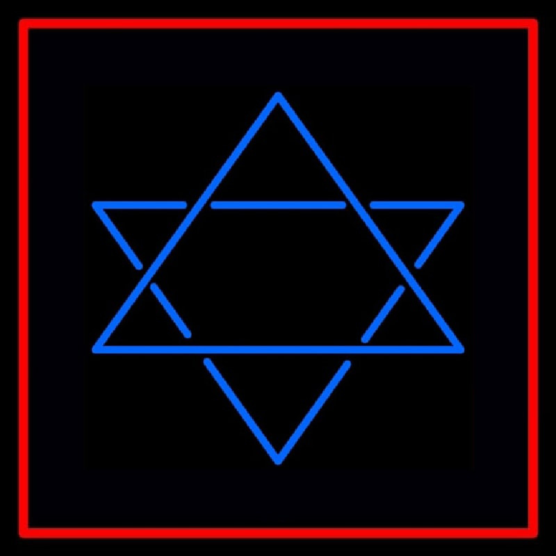Judaism Star Of David Red Border Neonskylt