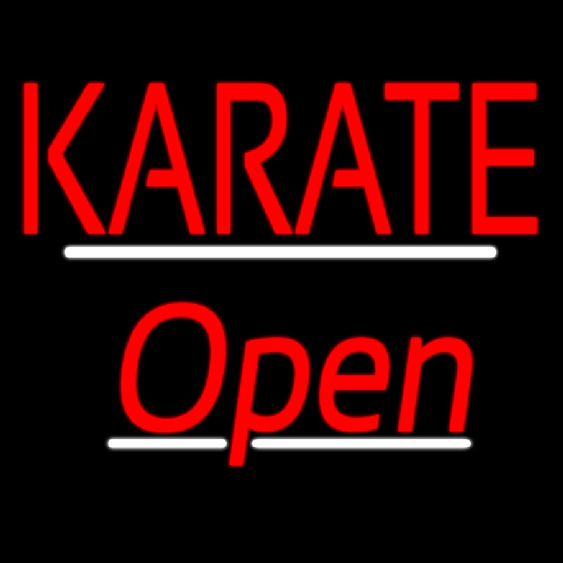 Karate Script2 Open White Line Neonskylt