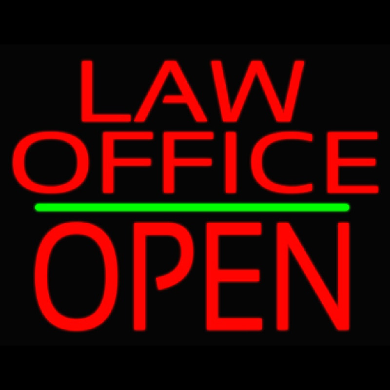 Law Office Block Open Green Line Neonskylt