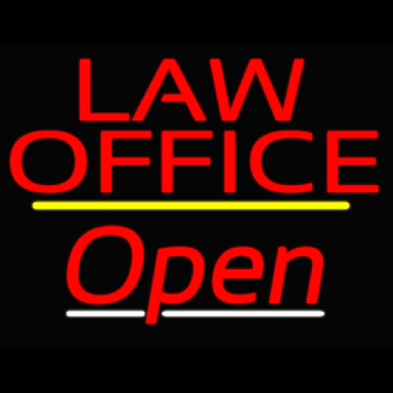 Law Office Open Yellow Line Neonskylt