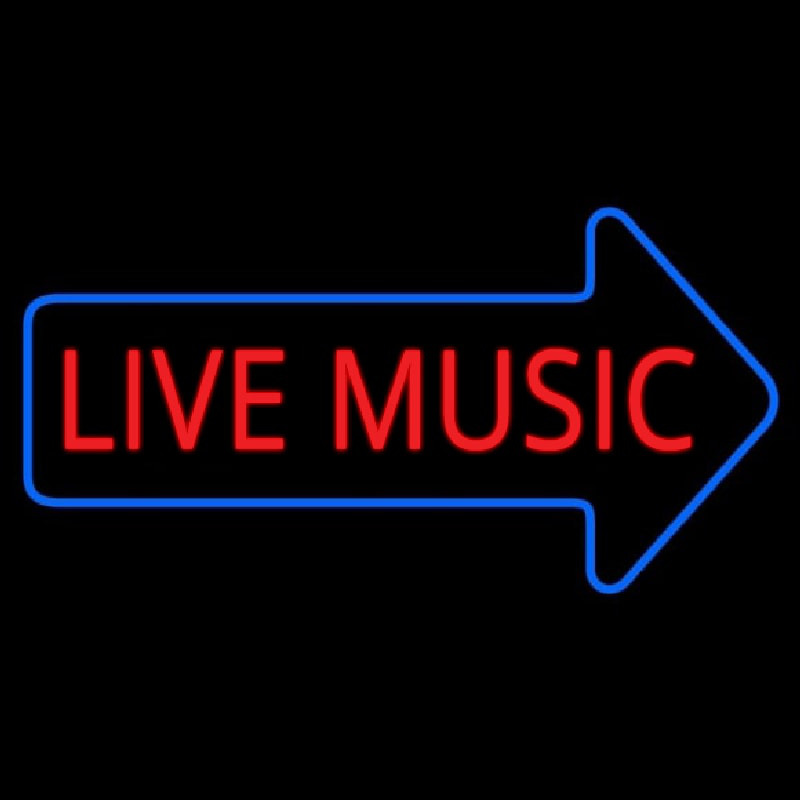 Live Music Block Arrow Neonskylt
