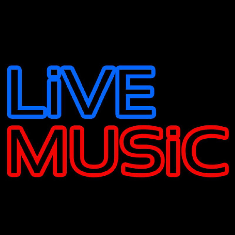 Live Music Block Mic Logo Neonskylt