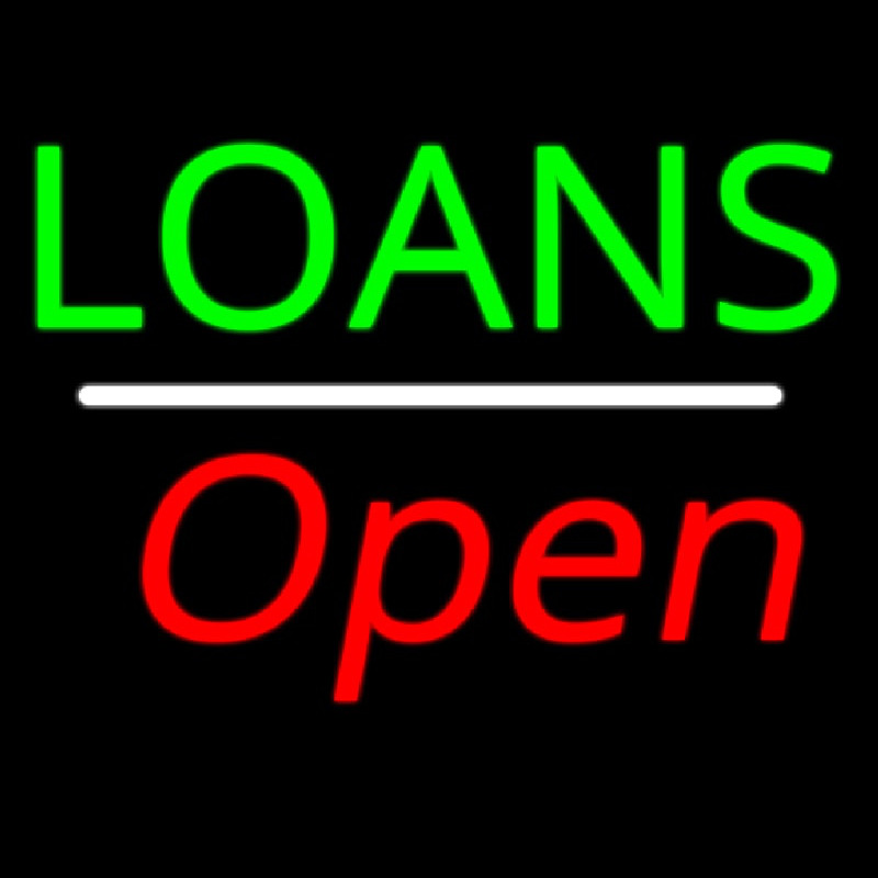 Loans Open White Line Neonskylt