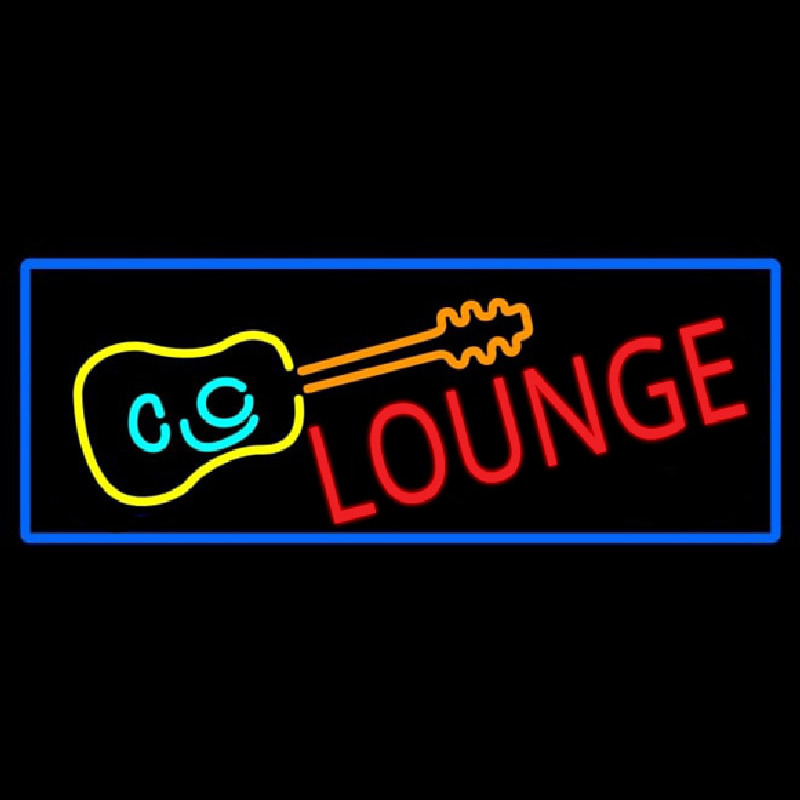 Lounge And Guitar With Blue Border Neonskylt