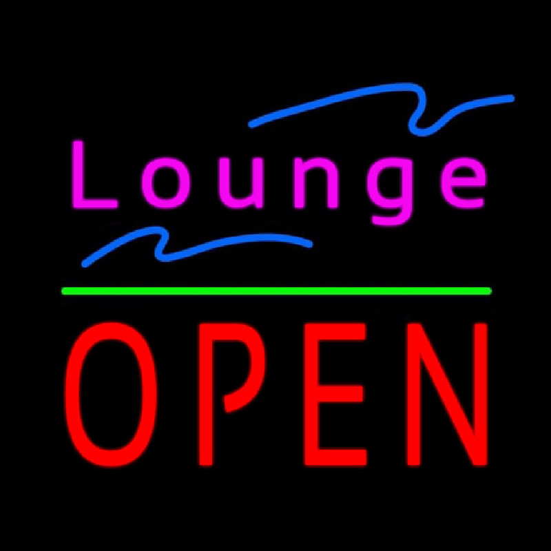 Lounge Block Open Green Line Neonskylt