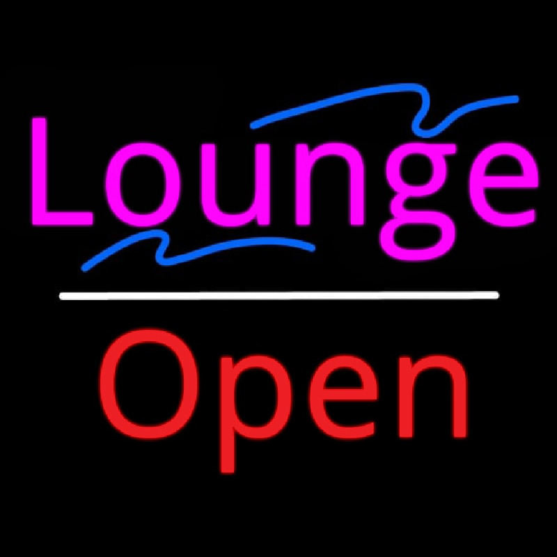 Lounge Open White Line Neonskylt