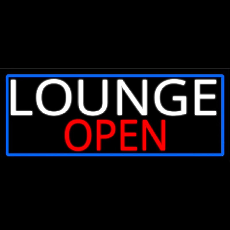 Lounge Open With Blue Border Neonskylt