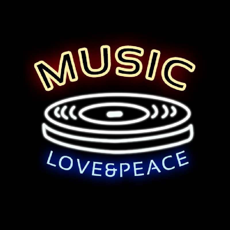 MUSIC LOVE PEACE Neonskylt