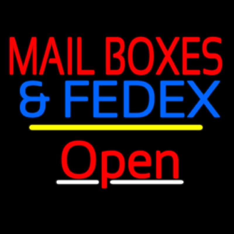 Mail Bo es And Fede  Open Yellow Line Neonskylt