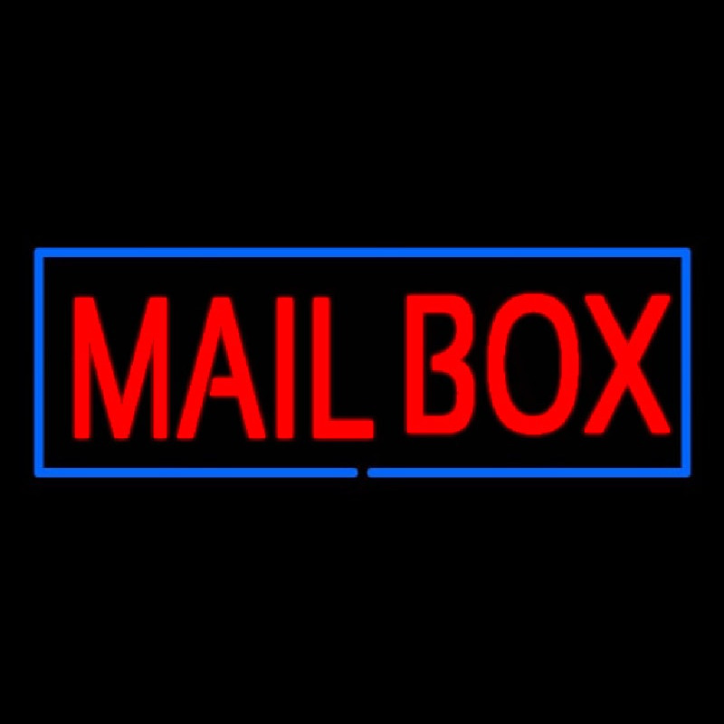 Mailbo  Block Blue Border Neonskylt
