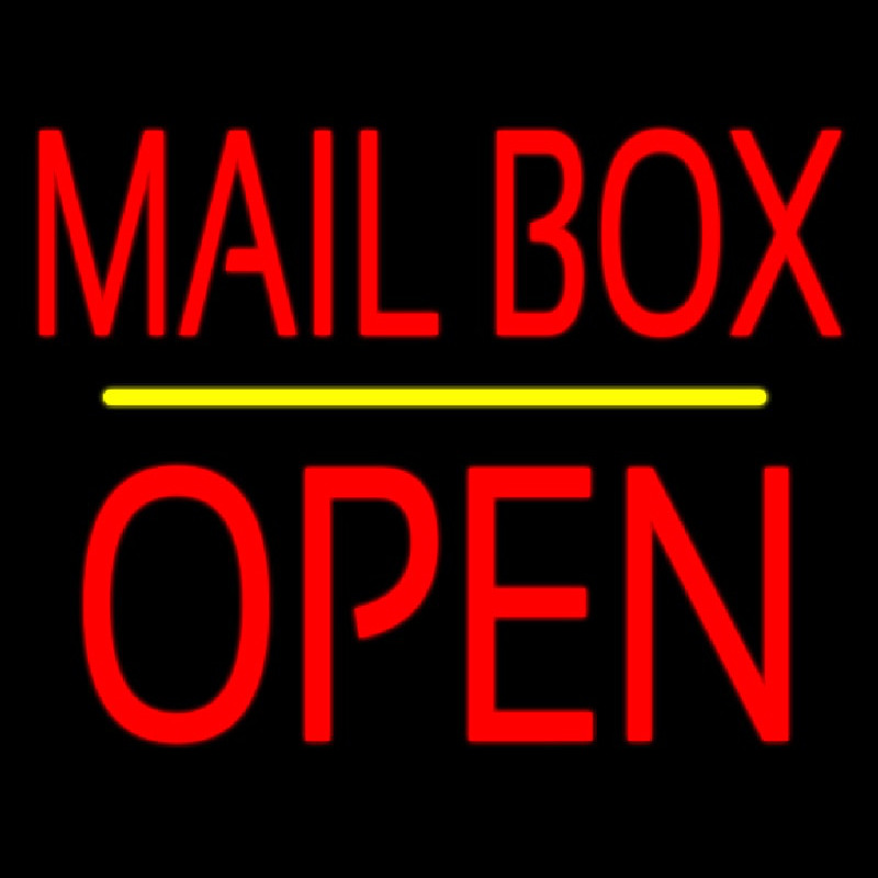 Mailbo  Open Block Yellow Line Neonskylt