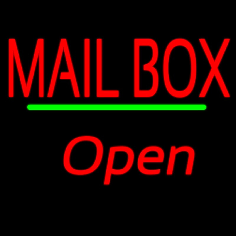 Mailbo  Open Green Line Neonskylt