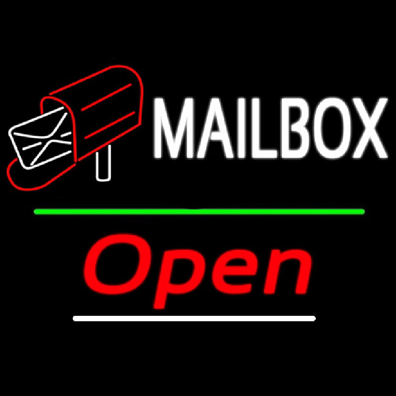 Mailbo  Red Logo With Open 3 Neonskylt