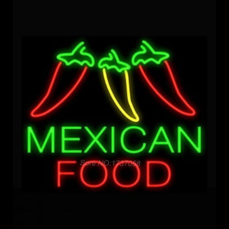 Mexican Food Three Peppers Neonskylt