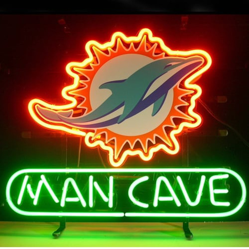 Miami Dolphin Man Cave Butik Öppet Neonskylt