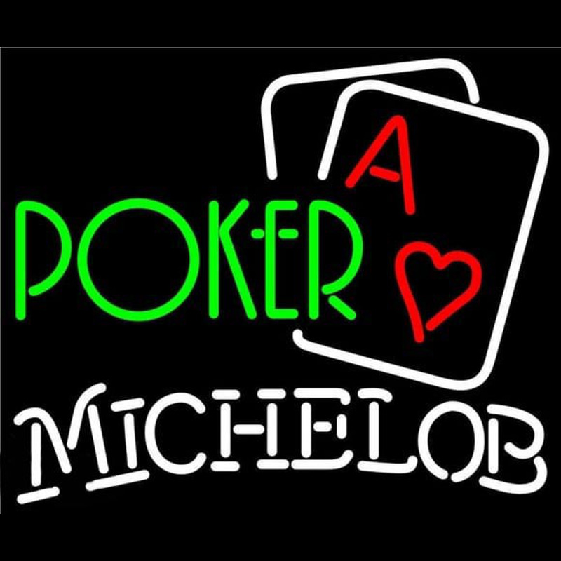 Michelob Green Poker Beer Sign Neonskylt