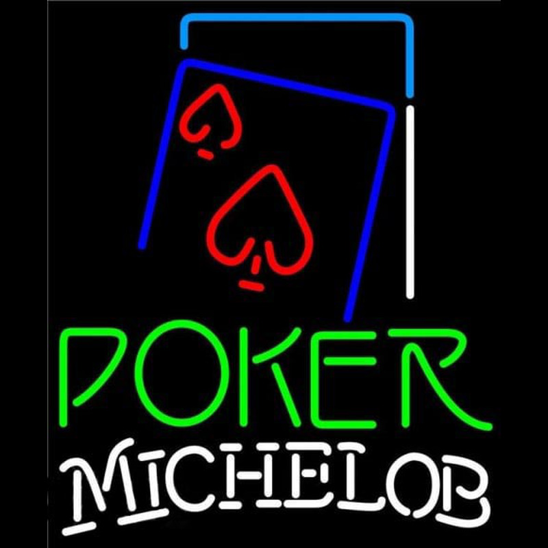 Michelob Green Poker Red Heart Beer Sign Neonskylt