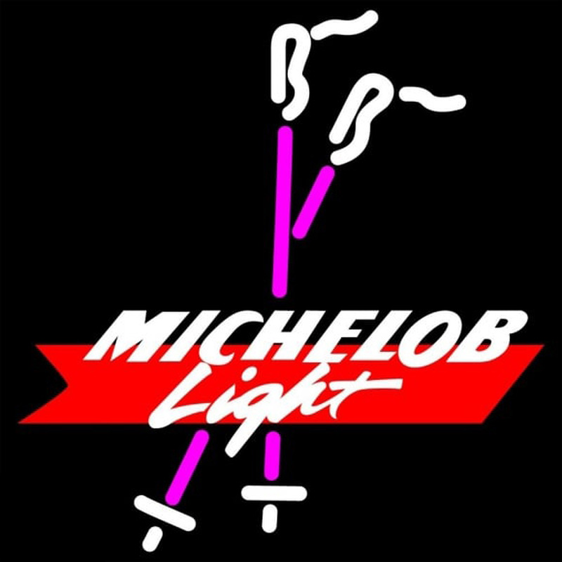 Michelob Light Ski Poles Beer Sign Neonskylt