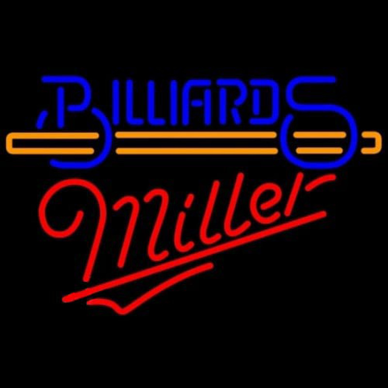 Miller Billiards With Stick Pool Neonskylt