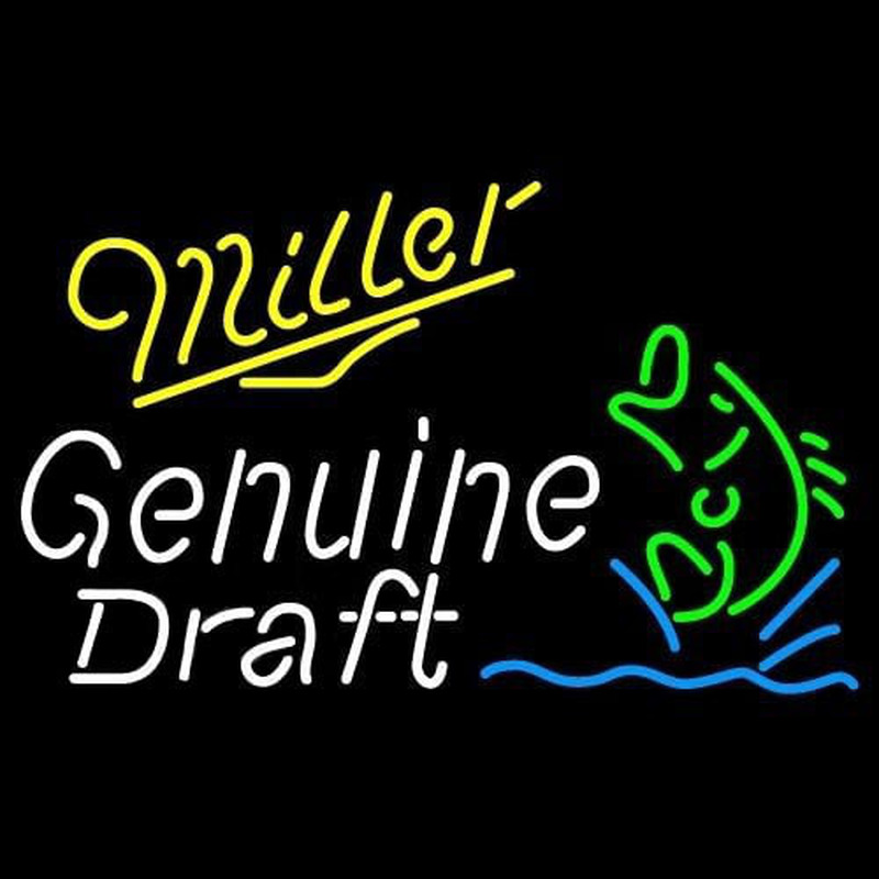 Miller Genuine Draft Blinking Fish Beer Sign Neonskylt