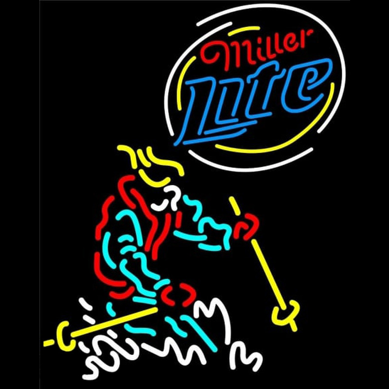 Miller Lite Logo Skier Neonskylt