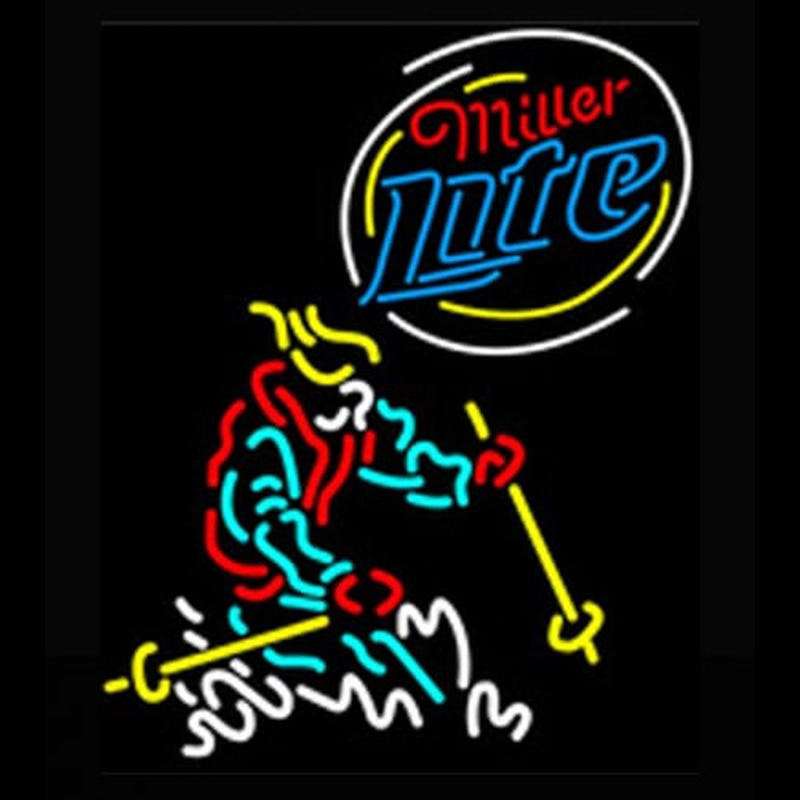 Miller Lite Logo Skier Neonskylt