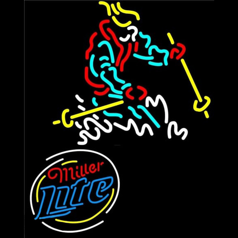Miller Lite Logo with Skier Neonskylt