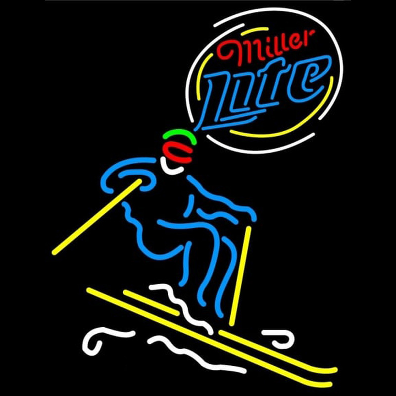 Miller Lite Skier Neonskylt