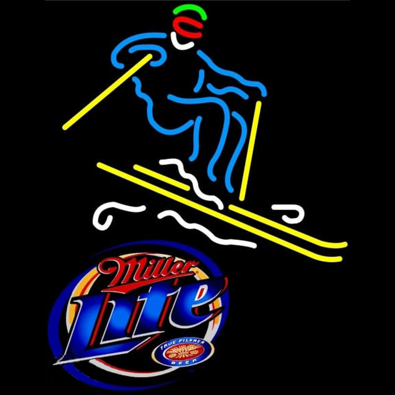 Miller Lite with Skier Neonskylt