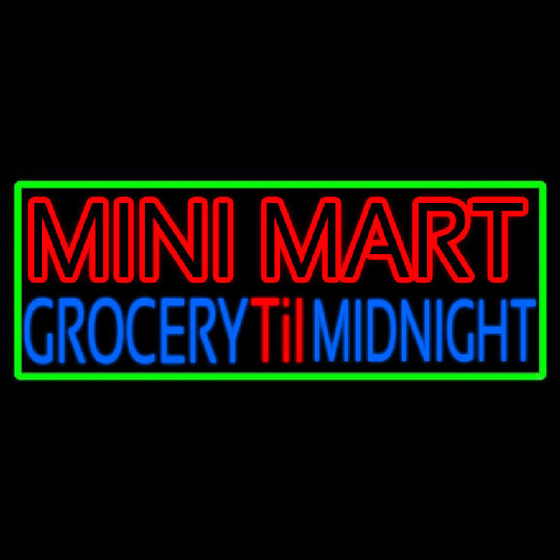 Mini Mart Groceries Till Midnight Neonskylt