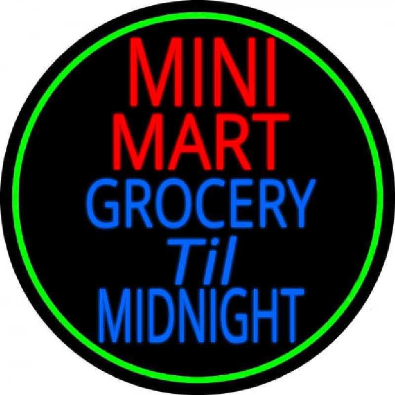 Mini Mart Groceries Till Midnight Neonskylt