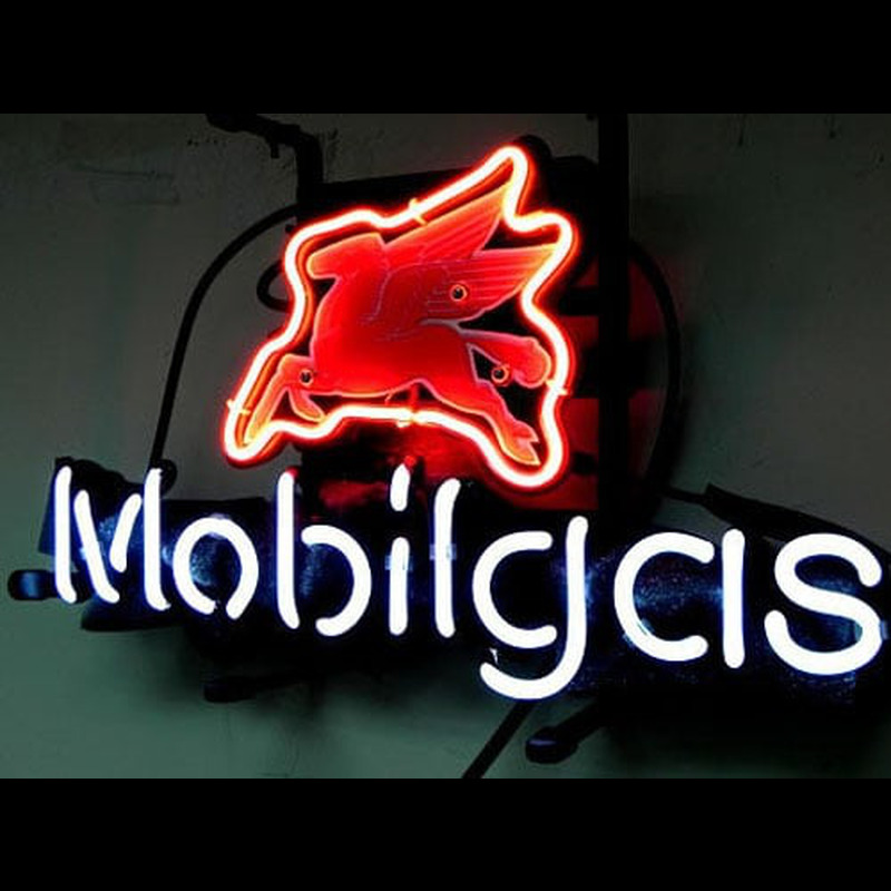 Mobil Gas Mobilgas Oil Station Öl Bar Neonskylt