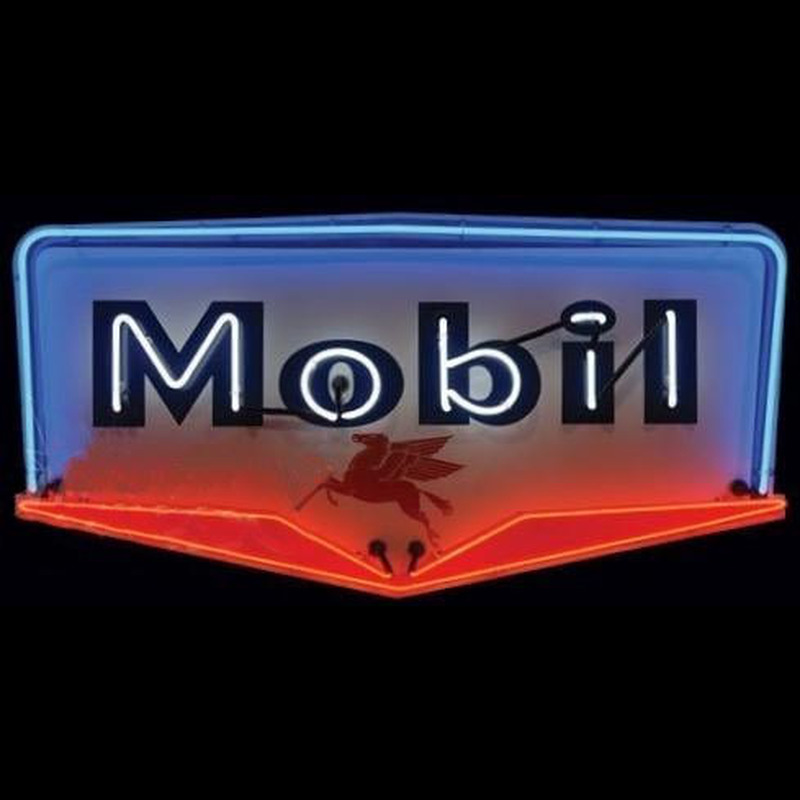 Mobil Gasoline Neonskylt