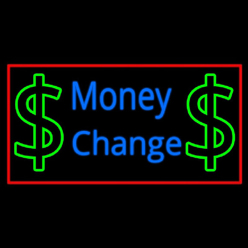 Money Change With Dollar Logo Neonskylt