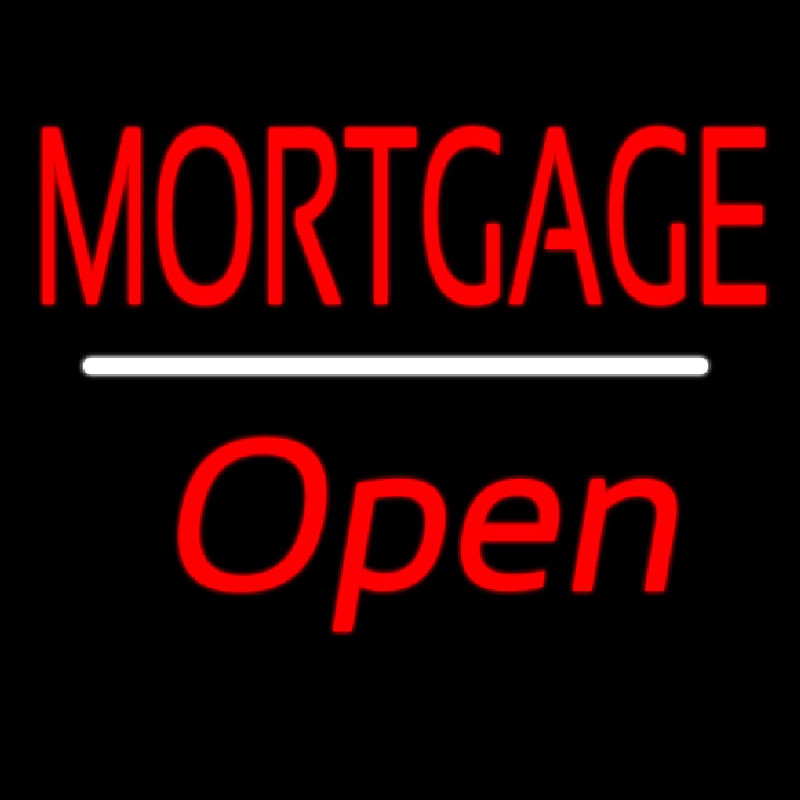 Mortgage Open White Line Neonskylt