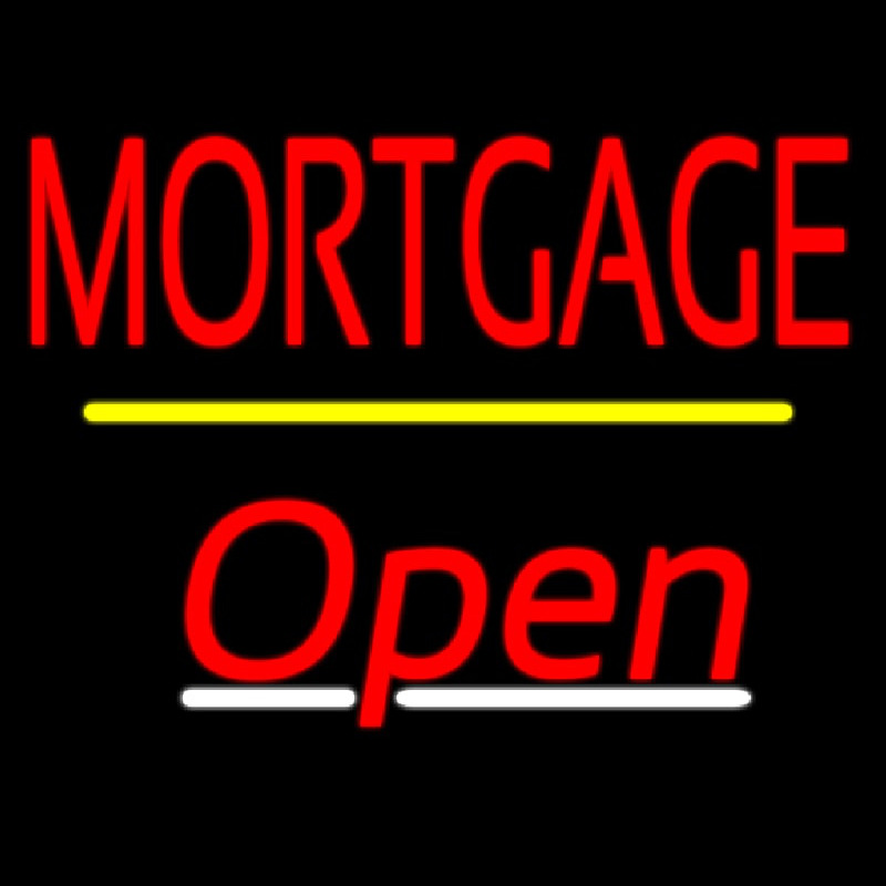 Mortgage Open Yellow Line Neonskylt