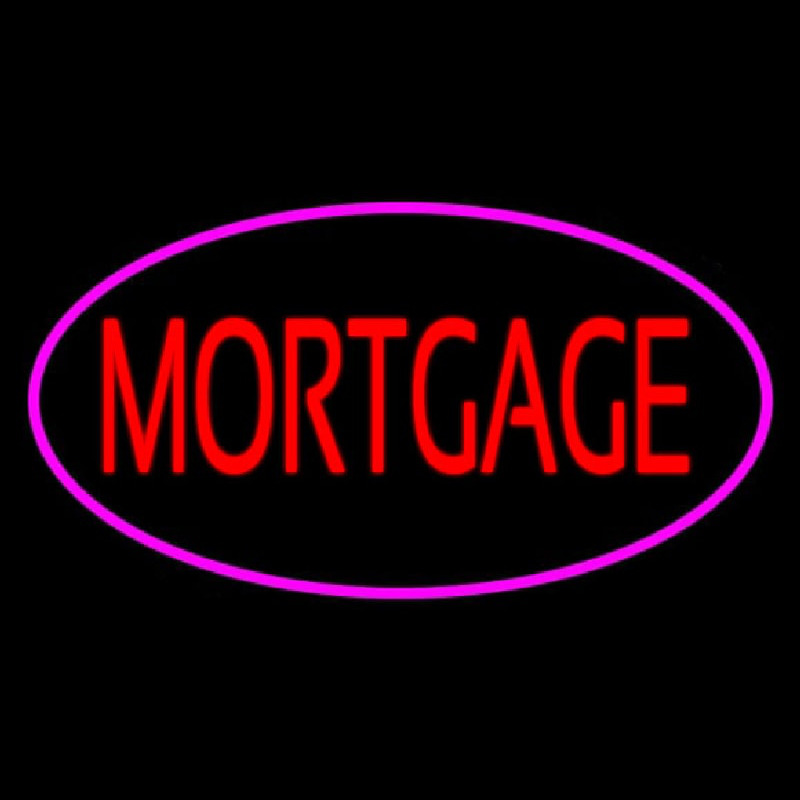 Mortgage Oval Pink Border Neonskylt