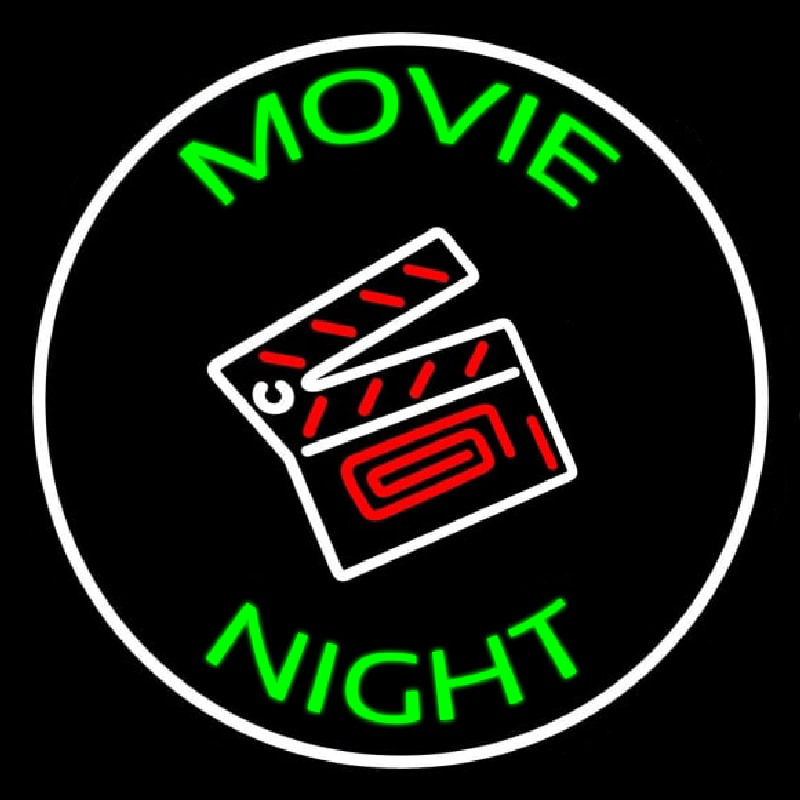 Movie Night With Border Neonskylt