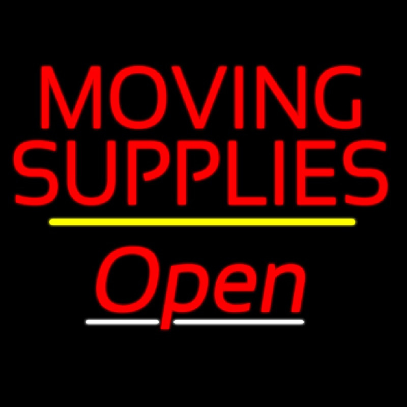 Moving Supplies Open Yellow Line Neonskylt