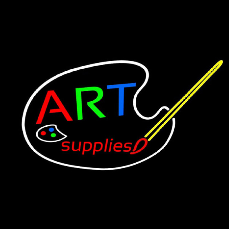 Multi Color Art Supplies With Brush Neonskylt