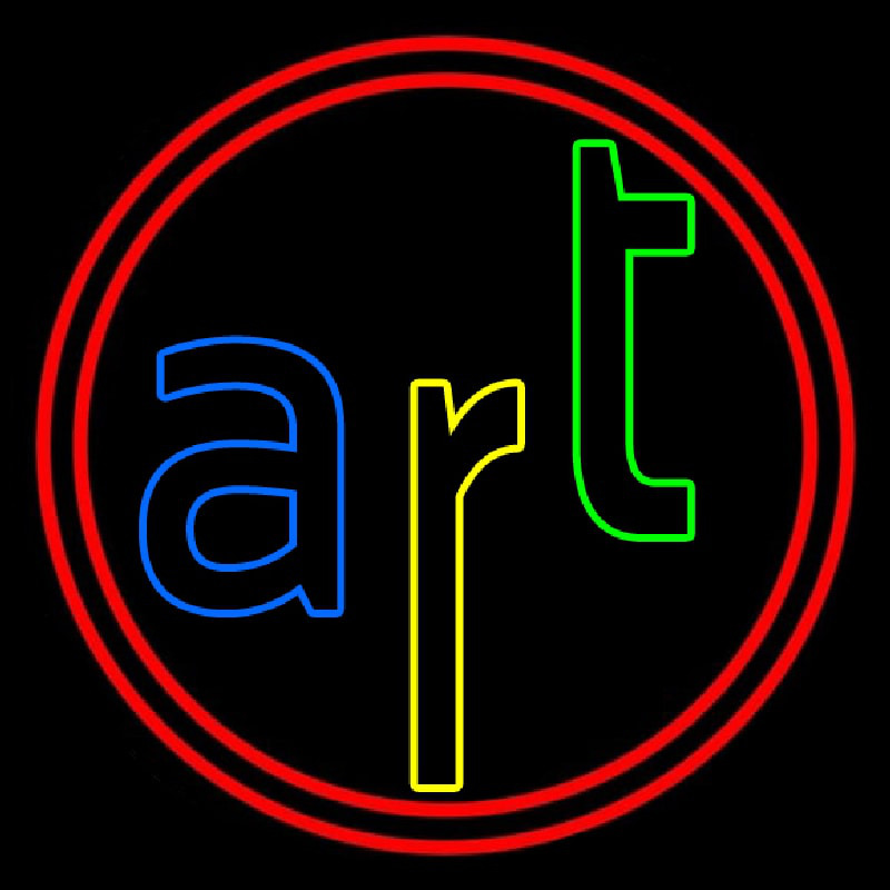 Multi Color Art With Red Circle Neonskylt