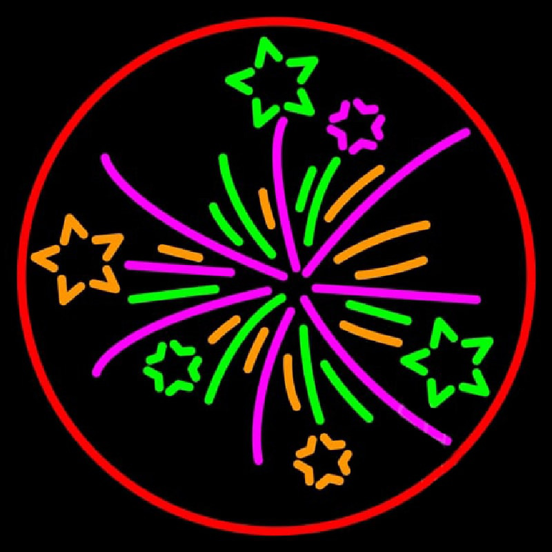 Multi Color Fire Works 1 Neonskylt