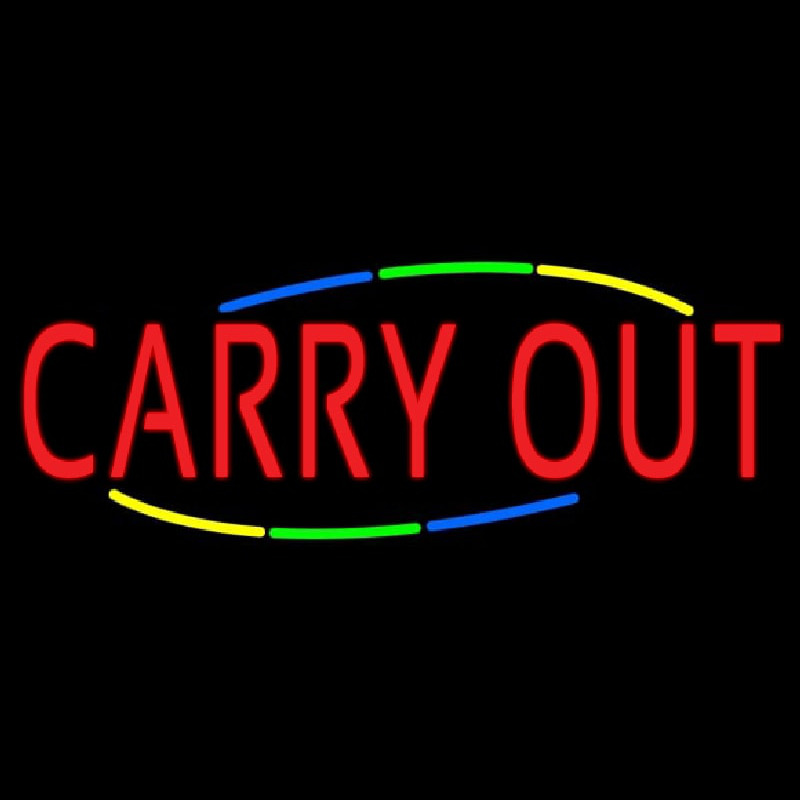 Multi Colored Carry Out Neonskylt