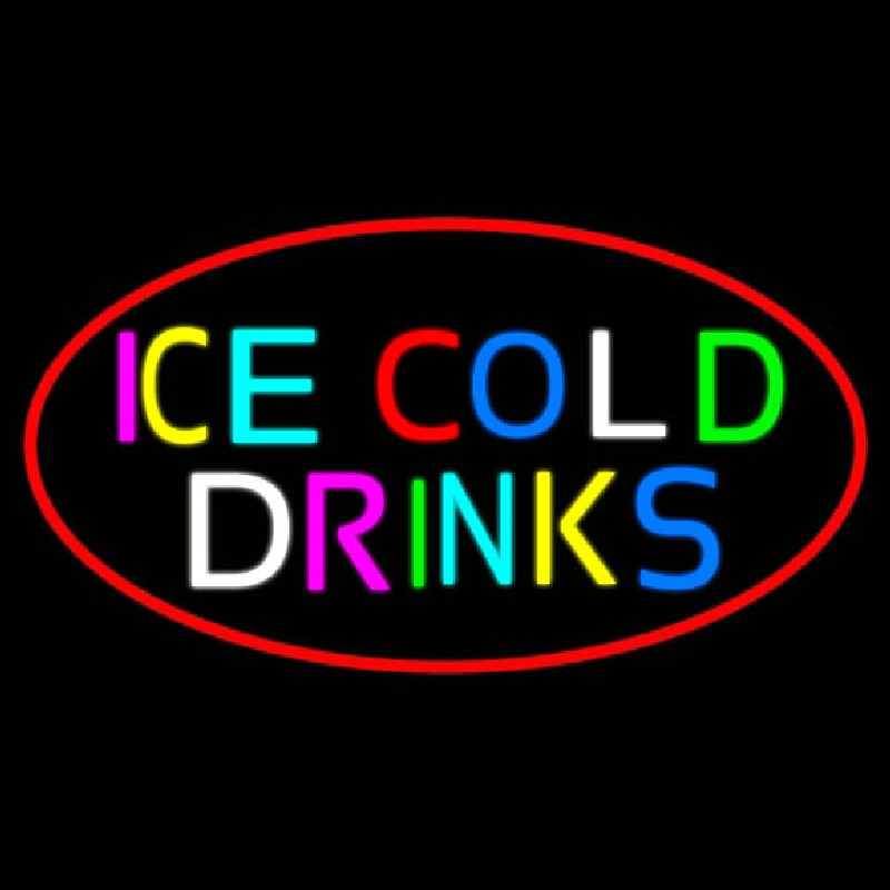 Multi Colored Ice Cold Drinks Neonskylt
