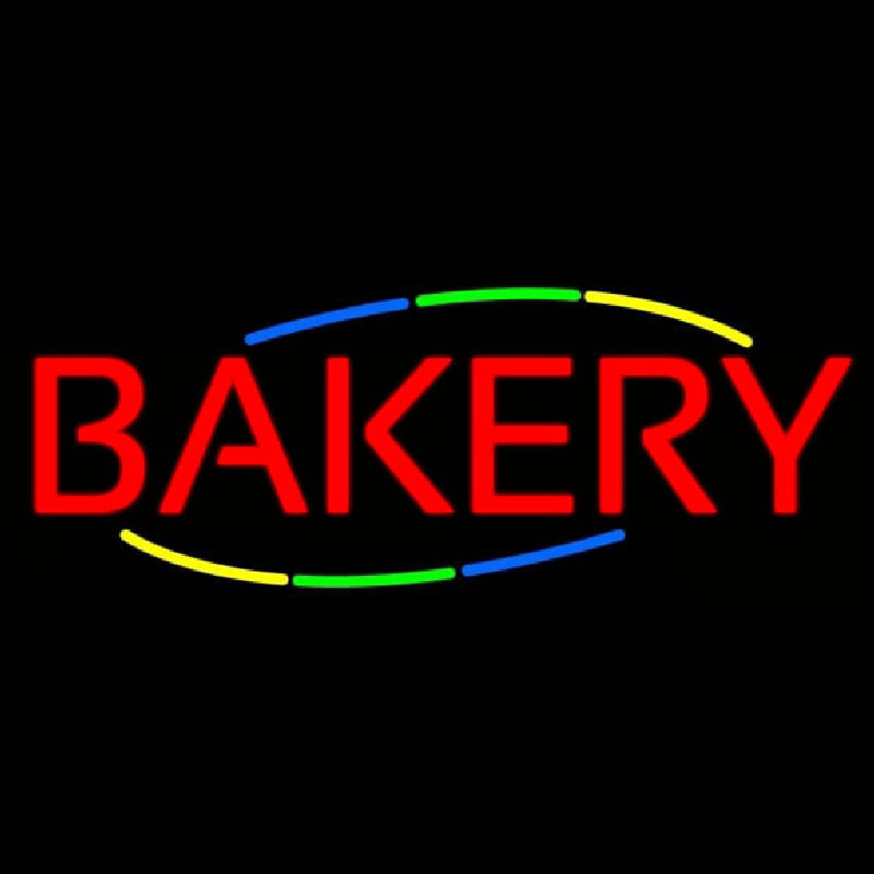 Multicolored Block Bakery Neonskylt