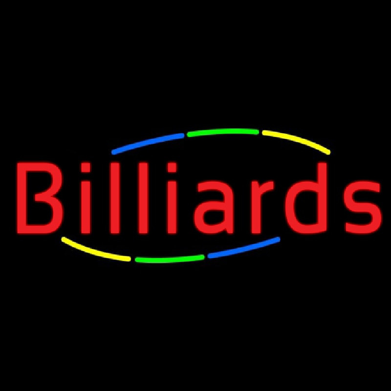 Multicolored Deco Style Billiards Neonskylt