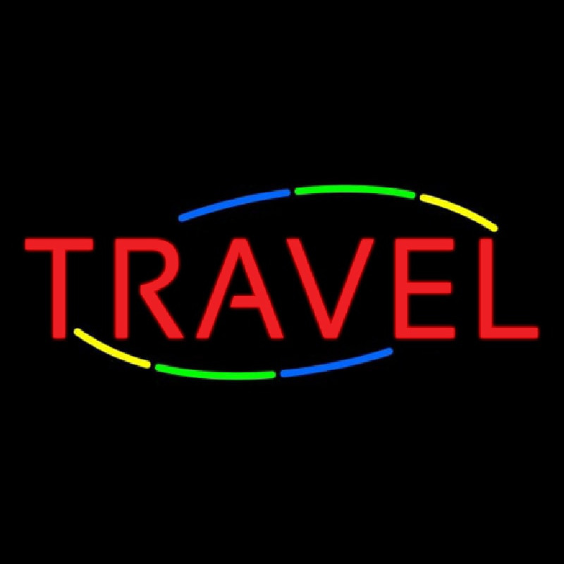 Multicolored Deco Style Travel Neonskylt