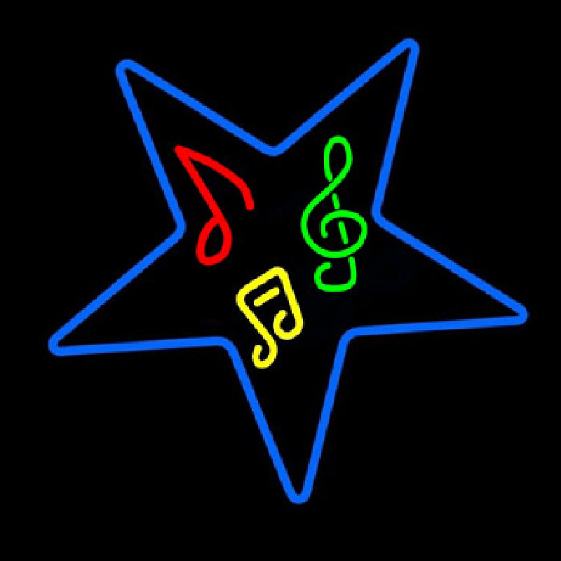 Musical Notes In Star Neonskylt