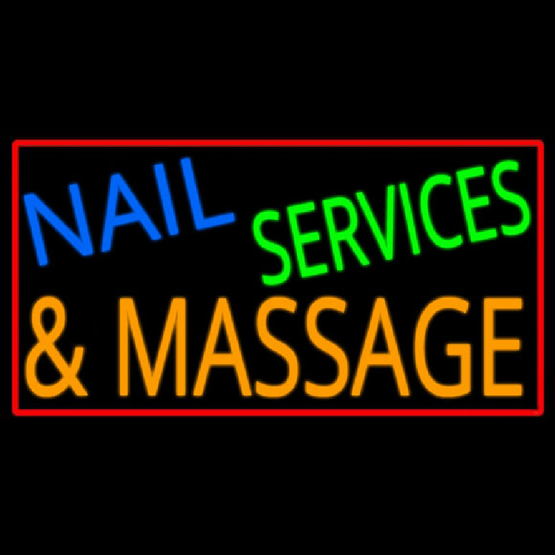 Nail Services And Massage Neonskylt