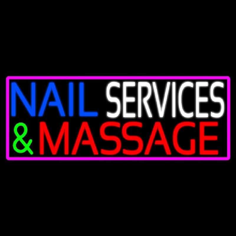 Nail Services And Massage Neonskylt